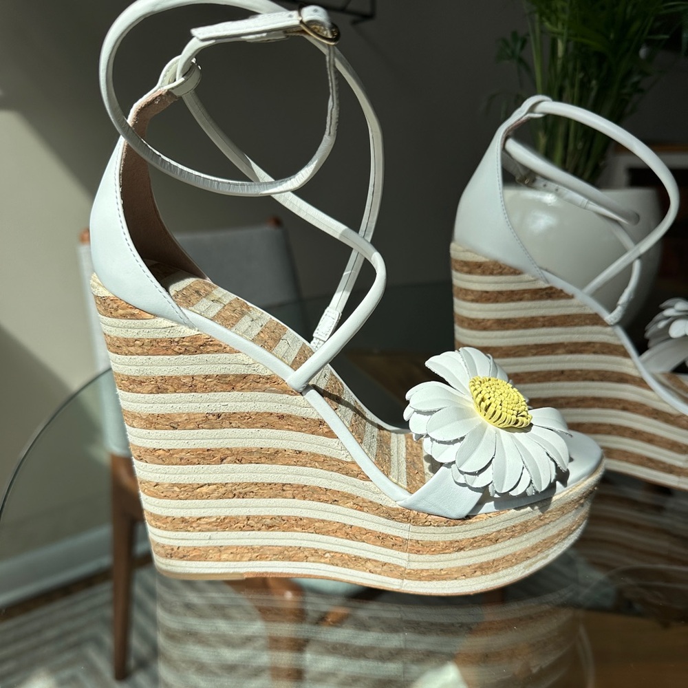 Sophia Webster Margarita 140MM Leather Cork Wedge Sandals 38 - Picture 2 of 9